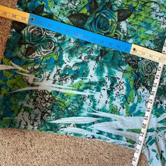 Lane Bryant Floral Print Gemstones V Neck Beach Summer Artsy Top Womens 18/20 - Picture 2 of 8